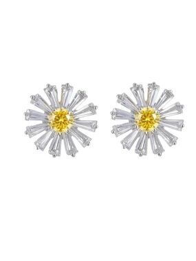 Swarovski Crystals Yellow & Silver Flower Earrings The Pissla